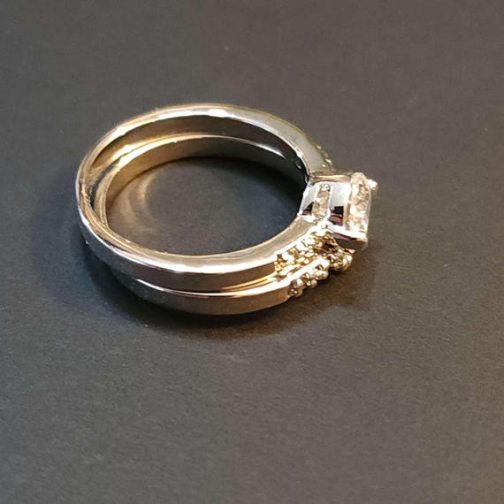 Interlocking Silver Wedding Ring Set, 2 Piece Eng… - image 8