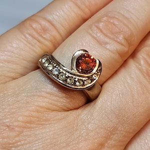 Orange Vintage Ring Gold, Cubic Zirconia CZs