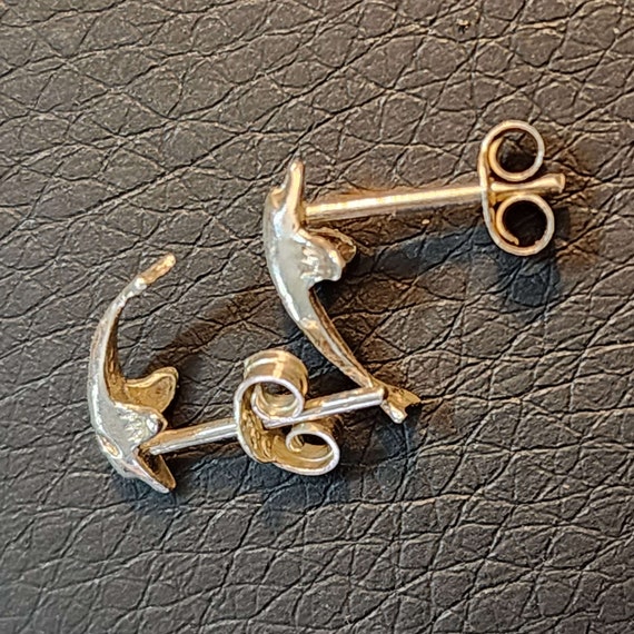 Minimalist Tiny Dolphin Earrings, Studs, Vintage … - image 3