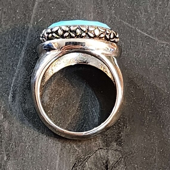Large Statement Ring, Light Blue Turquoise Glass … - image 3