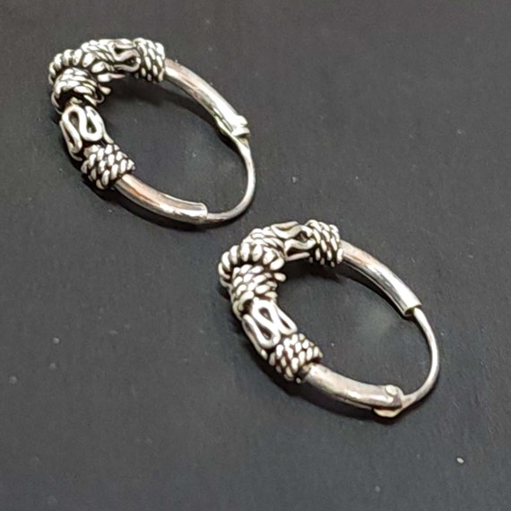 14mm Hoops, Silver Hoop Earrings, 925 Sterling Si… - image 6