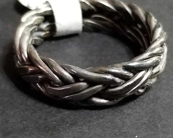 Heavy Sterling Silver Ring Braided Wire Band Ring, Mens Ring, Womens Ring, Vintage Braided Jewelry