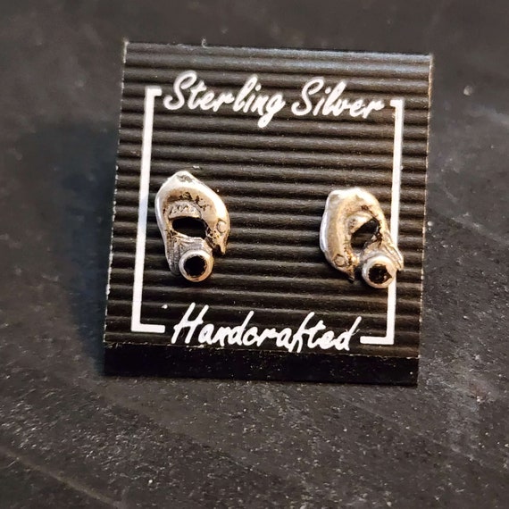 Minimalist Tiny Dolphin Earrings, Black Studs, Vi… - image 1