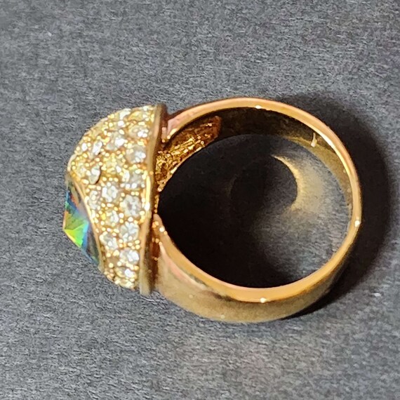 Size 7 Large Gold Statement Ring, Rainbow Ring, V… - image 7