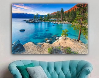 Lake Tahoe California, Lake Tahoe, Sand Harbor, Canvas Print Wall Art, Landscape Print, Lake Tahoe Art, Ready to hang