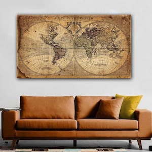World Map Canvas Art, Old World Map, Old World Map Art Canvas, Map Canvas Art, Old Map Canvas Art, Ready to Hang