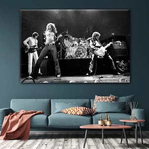 Led Zeppelin Jimmy Page Robert Plant Canvas Art Print Black