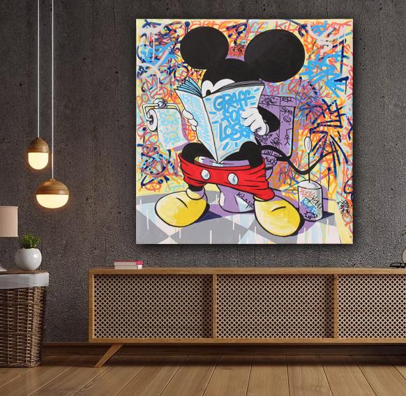 Bombe Graffiti Signée SPACO - Mickey Vintage, Style Street Art Pop, Pièce Unique Des USA