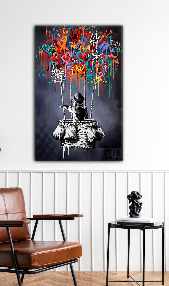 Banksy Balloon Canvas, Balloon Poster, Banksy Art, Wall Art Canvas Design, Ready To Hang Decoration