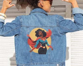 Supermom, bonne fête des mères, cadeau pour maman, super-héros, cadeau pour maman, veste en jean pour femme