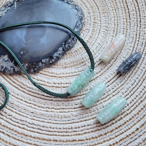 Collar de cuentas Dzi de nueve ojos de jadeíta birmana de grado A, colgante Lu Lu Tong de jadeíta natural, amuleto de protección budista, regalo significativo para él imagen 1