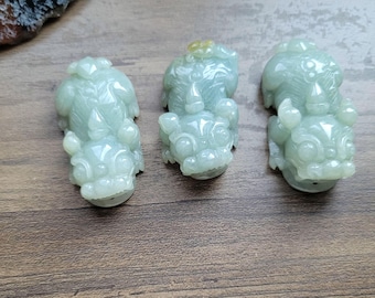 Natural Burmese Jadeite blue Pixiu pendant, Bag charm, paper weight or desk ortmen:  wealth, good fortune, and protection
