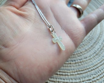 Burmese Ice Jade Cross Pendant: S925 Sterling Silver Charm