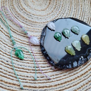 Natural jadeite jade Magnolia 玉蘭花with Natural jadeite beads charm. car key charms key charm phone charms bag charm.