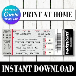 Czy wyjdziesz za mnie? Propozycja | Bilet na koncert Ticketmaster Classic | Dostosuj Personalizuj Wydrukuj Pamiątki Edytowalny Szablon Canva