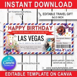 Barrage Hoover de LAS VEGAS The Strip Modifier le modèle de billet de carte d'embarquement Bon d'achat Cadeau de voyage surprise que vous allez imprimer Anniversaire d'avion Noël