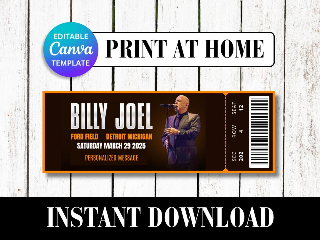 Billy in Concert World Tour Joel Printable Concert Ticket Stub Customizable Souvenir Gifts Download Personalizable Canva Template Editable - Etsy Japan
