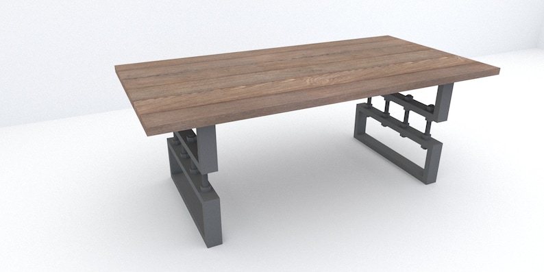 Plan pied de table reglable, meuble industriel, dimensions metrique, fichier numérique, Plan PDF A3. image 3
