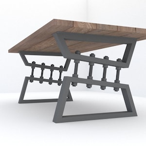 Adjustable table base plan, industrial furniture, metric dimensions, digital file, A3 PDF plan.