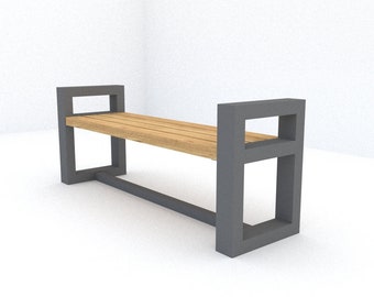 Table de pique-nique, meuble industriel, dimensions metrique, fichier numérique, Plan PDF A3. (3)