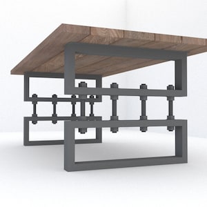 Plan pied de table reglable, meuble industriel, dimensions metrique, fichier numérique, Plan PDF A3. image 1