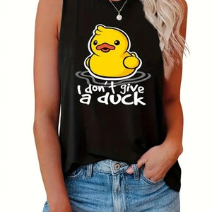 Cartoon Duck Print Tank Top, Summer Sleeveless Casual Top, Women&#39;s Clothing