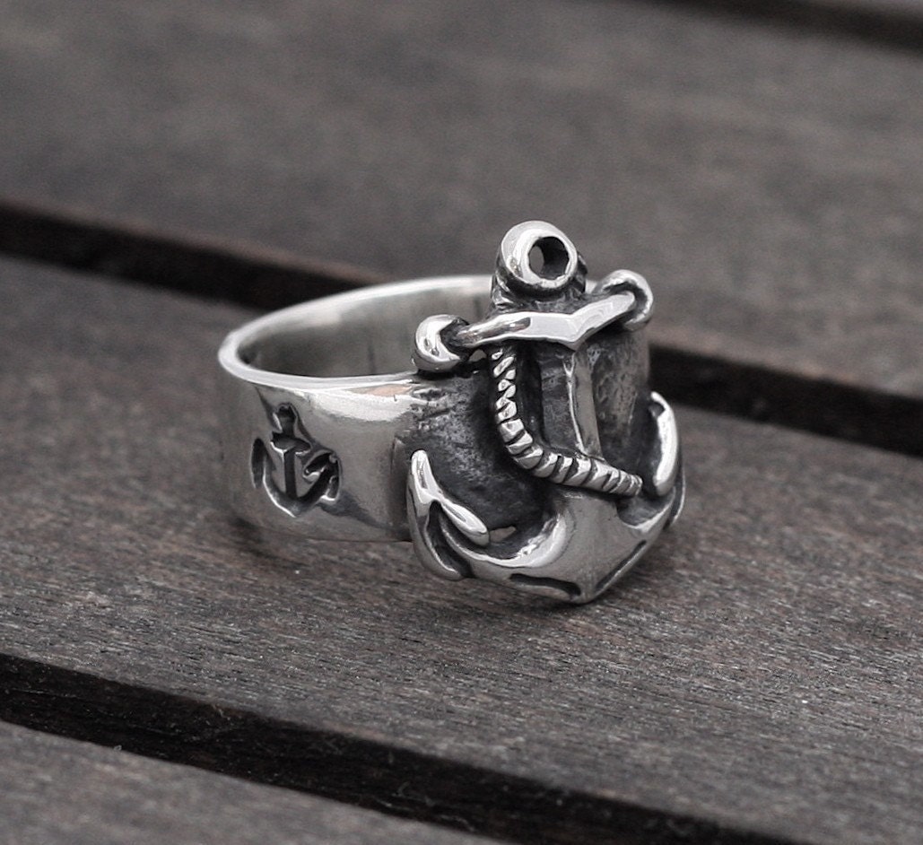 Nautical Anchor ring in Sterling Silver FIRST MATE men and Etsy