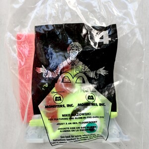 Vintage 2001 Monsters Inc Figurine - #4 Mike Wazowski McDonalds happy meal toy promo in package -  Disney Pixar cartoon character