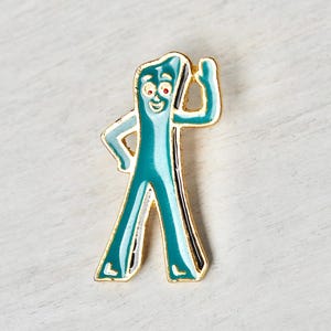 Vintage Gumby Pin - enameled gold tone metal 1985 Art Clokey claymation cartoon character - lot SL25