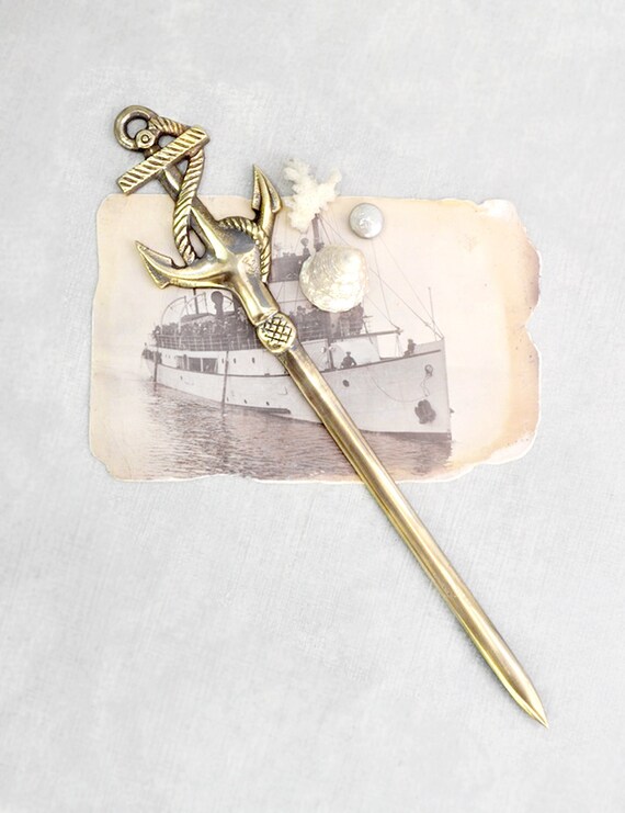 Vintage Anchor Letter Opener Solid Brass Nautical Ship Etsy