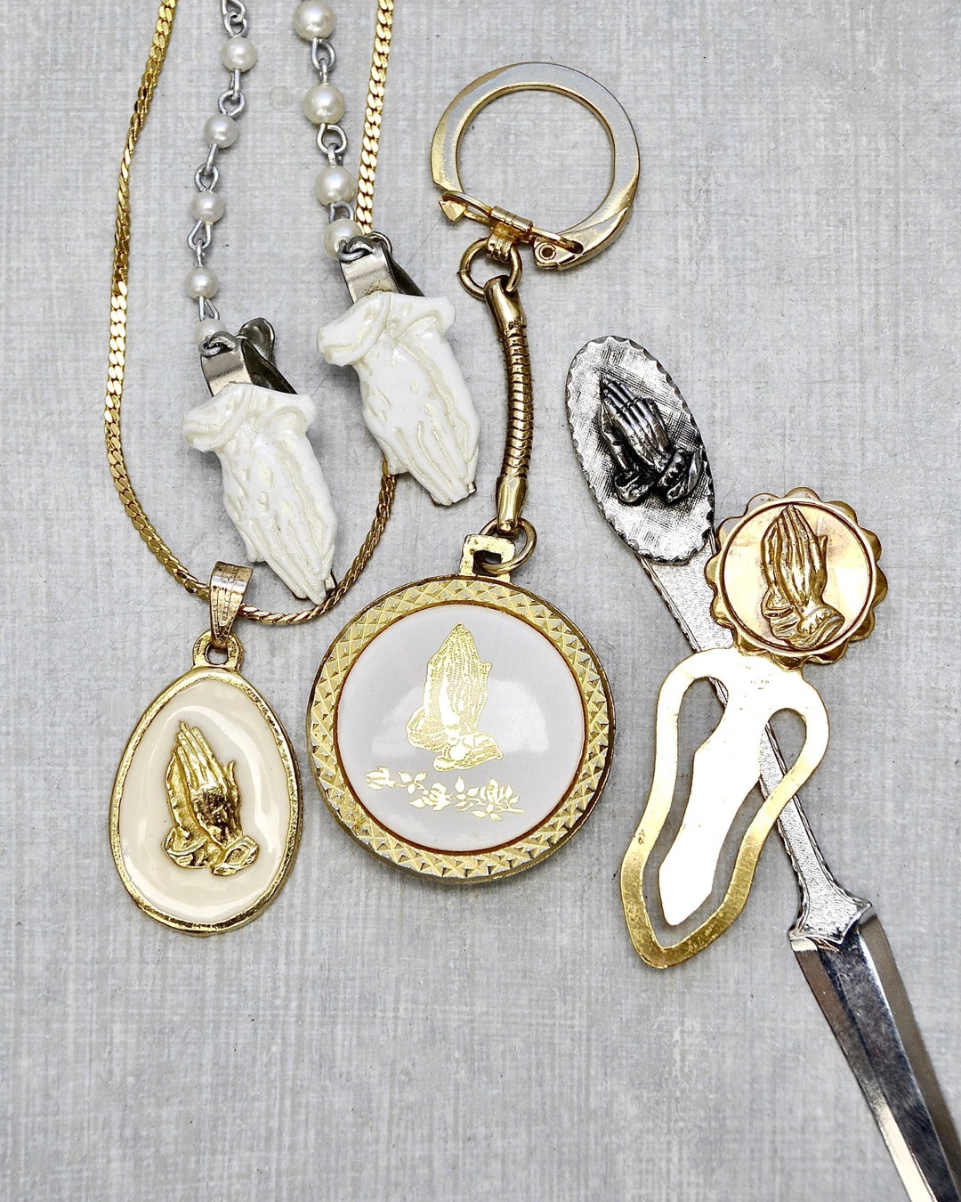 SALE Vintage Religious Collectibles Praying Hands Letter Etsy