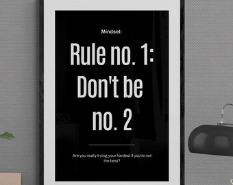Impresión de arte mural motivacional: Trabaja duro, sé el número uno