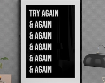 Lámina motivacional para pared: Frase "Inténtalo de nuevo", mentalidad de éxito
