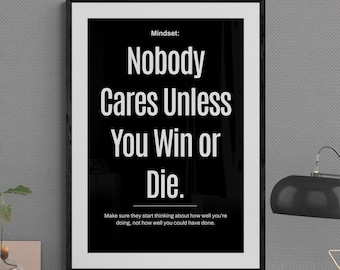 Arte mural motivacional: A nadie le importa si no ganas - Póster de mentalidad de éxito