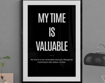 Póster "Mi tiempo es valioso": Arte mural motivacional