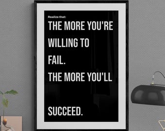 Póster con frase "Fracasar en el éxito" para pared motivacional