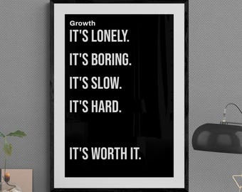 Póster motivacional para el crecimiento: Gimnasio, trabajo y ajetreo.