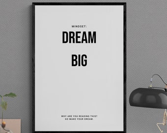 Motiverende print Dream Big: inspirerende muurkunst