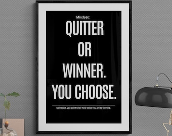 Motiverande tryck med motivation - Vinnare eller givare - Väggkonst för mindset