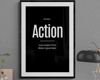Motivational Wall Art Print: Mindset Action - Goal Success