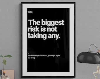 Motiverande konsttryck "Ta risker": Gym- och kontorsinredning