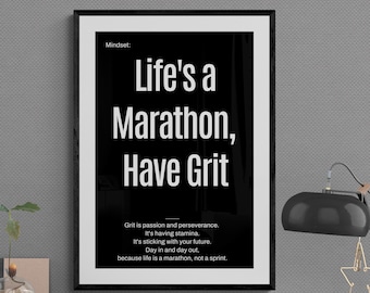 La vida es un maratón / Coraje / Arte mural motivacional / Motivación / Ajetreo / Éxito / Emprendedor / Consistencia / Inspiración / Rutina / Metas