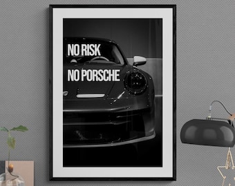 Póster "Sin riesgo, sin Porsche": Impresión artística motivacional sobre coches