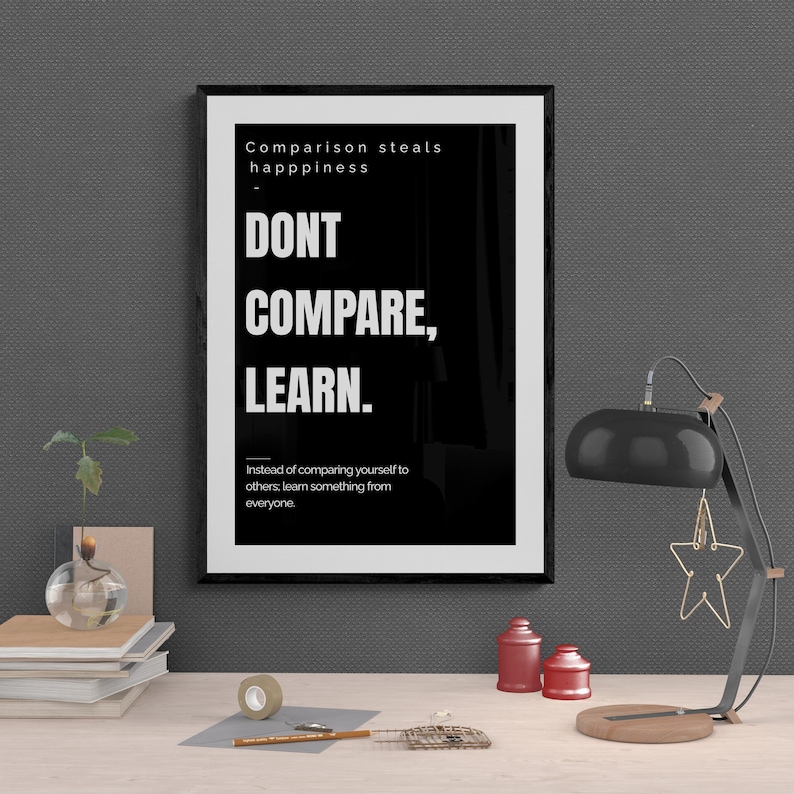 Don't Compare, Learn Print: Motivational Wall Decor - Etsy