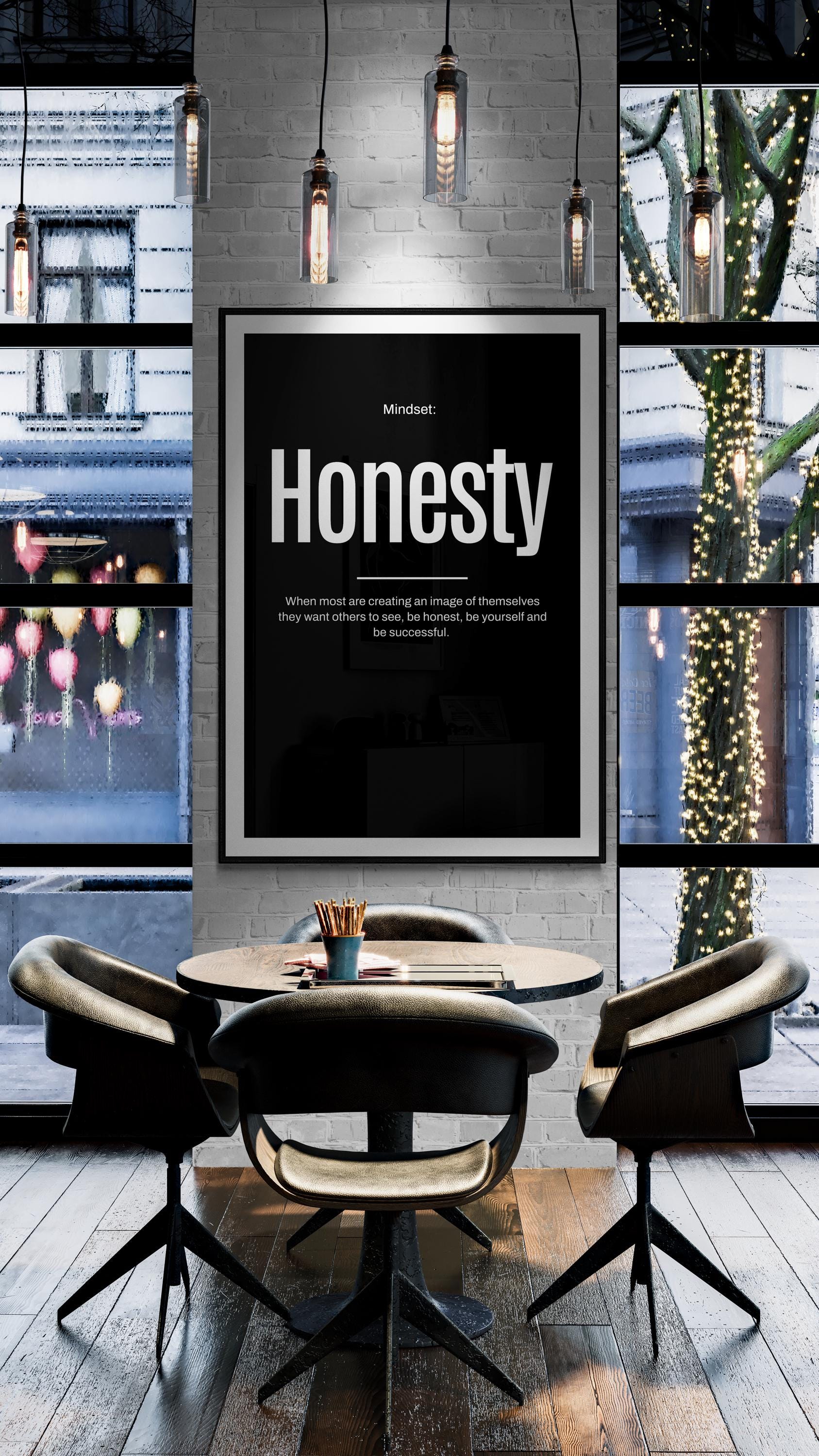 Motivational Honesty Poster: Success Mindset Art Print - Etsy