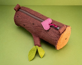 Estuche para lápices de fieltro de lana hecho a mano • Estuche con cremallera estilo bosque