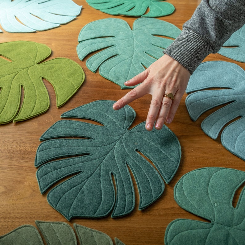 Monstera Leaf Reversible Table Mat Placemat Centerpiece in Etsy