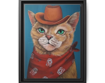 Cowboy Kitty Art Print, Whimsical Cat Decor, Gift for Cat Lovers, Unique Home Wall Art, Colorful Animal Artwork, Fun Cat Gift