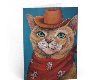 Cowboi Kitteh Art Greeting Card