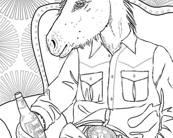 Digital download coloring page Stormy the Horse in 3 formats
